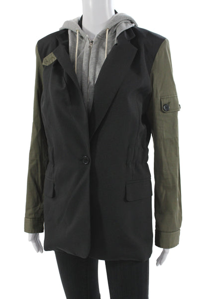 Fate. Womens Military Jacket Black Polyester Button Long Sleeve Size L