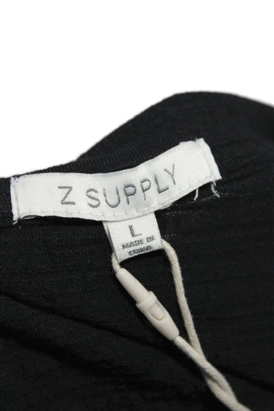 Z Supply Womens Cropped T-Shirt Black Crew Neck Short Sleeve Size L
