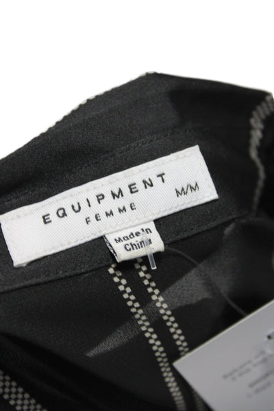 Equipment Femme Womens Black Check Collared Blouse Long Sleeve Size M