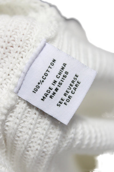 525 Womens Pullover Sweater White 100% Cotton Crew Neck Long Sleeve Size M