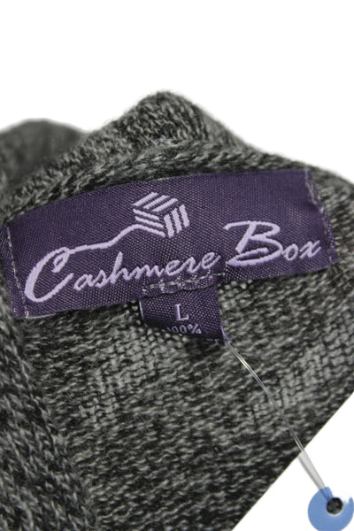 Cashmere Box Womens Cardigan 100% Cashmere Gray V-Neck Long Sleeve Size L