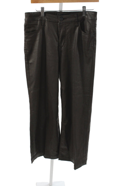 KUT from the Kloth Women Coated High Rise Cropped Pants Brown Size 6