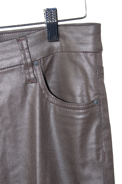 KUT from the Kloth Women Coated High Rise Cropped Pants Brown Size 6