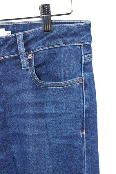 Hidden Womens Wide-Leg Blue Cotton Jeans Mid Rise Button Size 27