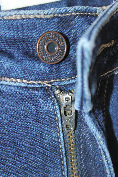 Hidden Womens Wide-Leg Blue Cotton Jeans Mid Rise Button Size 27