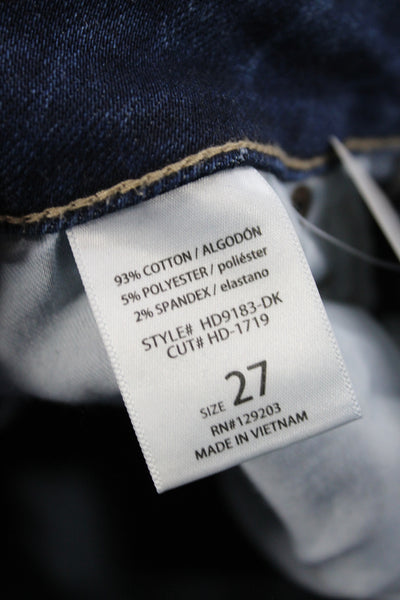 Hidden Womens Wide-Leg Blue Cotton Jeans Mid Rise Button Size 27