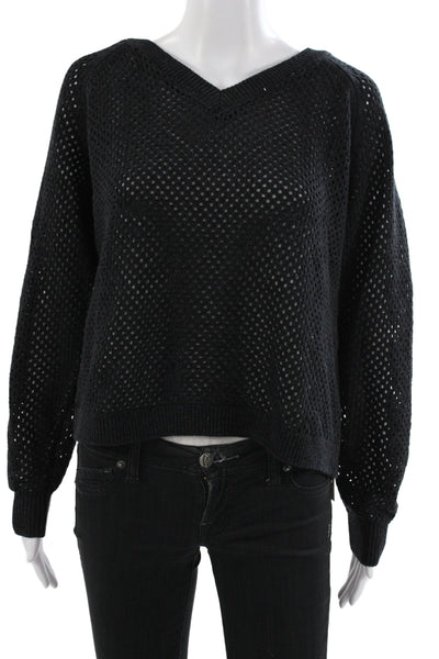 Grey State Women Pullover V-Neck Black Sweater Long Sleeve Size 1
