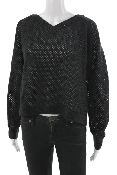 Grey State Women Pullover V-Neck Black Sweater Long Sleeve Size 1