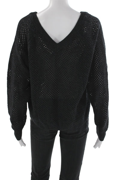 Grey State Women Pullover V-Neck Black Sweater Long Sleeve Size 1