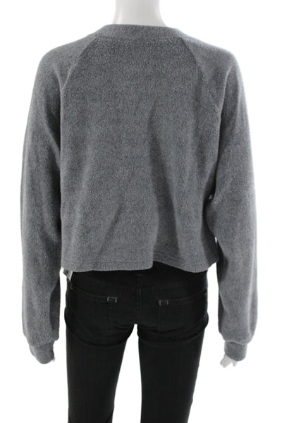 LNA Womens Sweaters Cropped Henley Button Up Gray Size XS