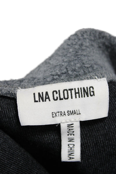 LNA Womens Sweaters Cropped Henley Button Up Gray Size XS