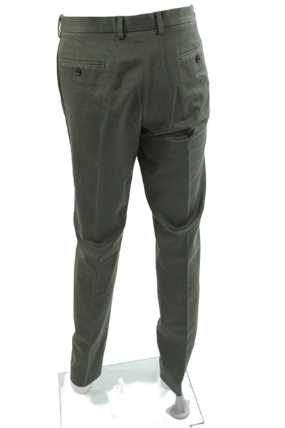 J Crew Mens Chino Pants Green 99% Cotton Button Size 34