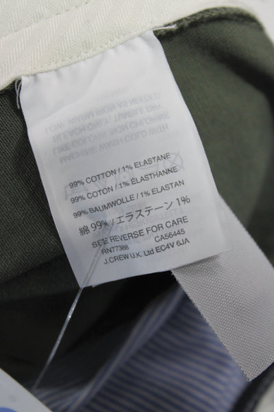 J Crew Mens Chino Pants Green 99% Cotton Button Size 34