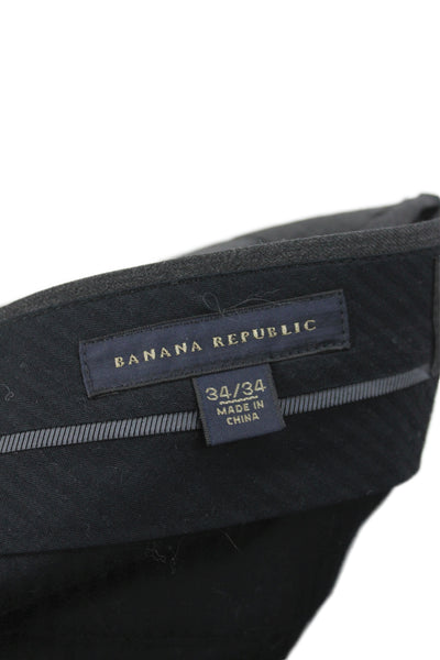 Banana Republic Mens Dress Pants Gray 100% Wool Classic 32 Inseam Size 34