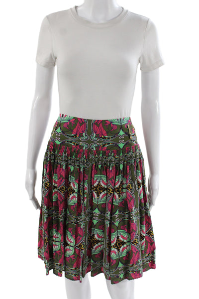 Oilily Womens A-Line 100% Silk Animal Print Knee Length Skirt Bohemian Size 44