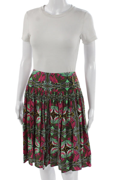Oilily Womens A-Line 100% Silk Animal Print Knee Length Skirt Bohemian Size 44