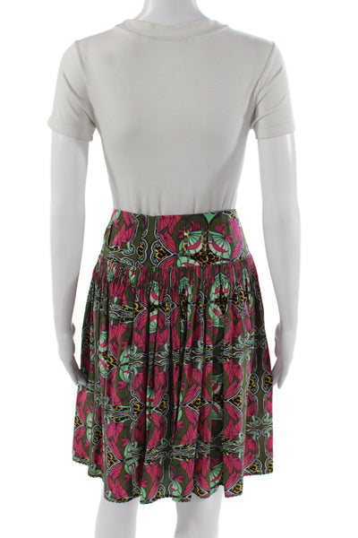 Oilily Womens A-Line 100% Silk Animal Print Knee Length Skirt Bohemian Size 44