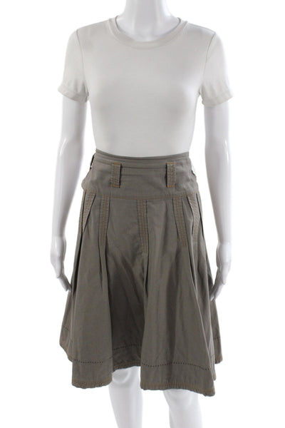 Oilily Womens Brown Cotton Pleated Knee Length Skirt Size 42