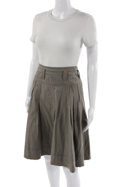 Oilily Womens Brown Cotton Pleated Knee Length Skirt Size 42
