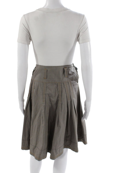 Oilily Womens Brown Cotton Pleated Knee Length Skirt Size 42