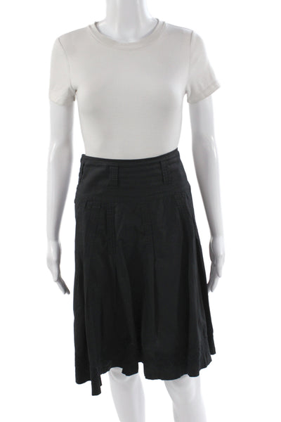 Oilily Womens Pleated Skirt Black Knee Length 100% Cotton Zip Size 42