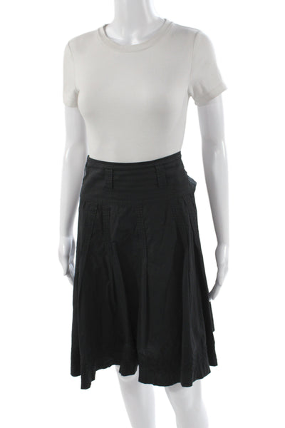 Oilily Womens Pleated Skirt Black Knee Length 100% Cotton Zip Size 42