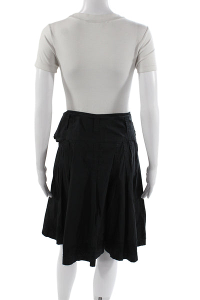 Oilily Womens Pleated Skirt Black Knee Length 100% Cotton Zip Size 42