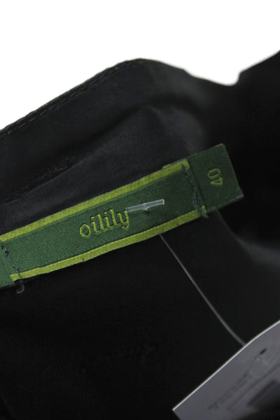 Oilily Womens Pleated Skirt Black Knee Length 100% Cotton Zip Size 42