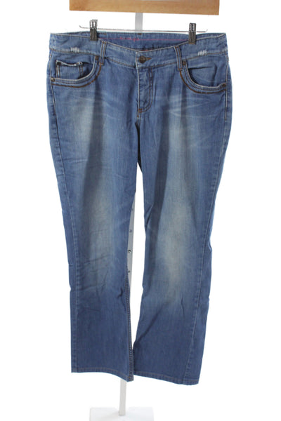 Oilily Women Paisley Blue Cotton High Rise Straight Jeans Size 42