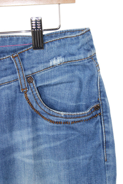 Oilily Women Paisley Blue Cotton High Rise Straight Jeans Size 42