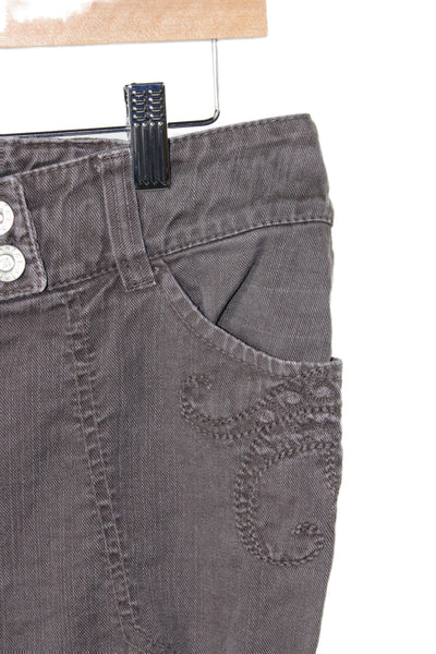 Oilily Women Cropped High Rise Brown Jeans Button 32 Inseam Size 44