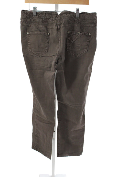 Oilily Women Cropped High Rise Brown Jeans Button 32 Inseam Size 44