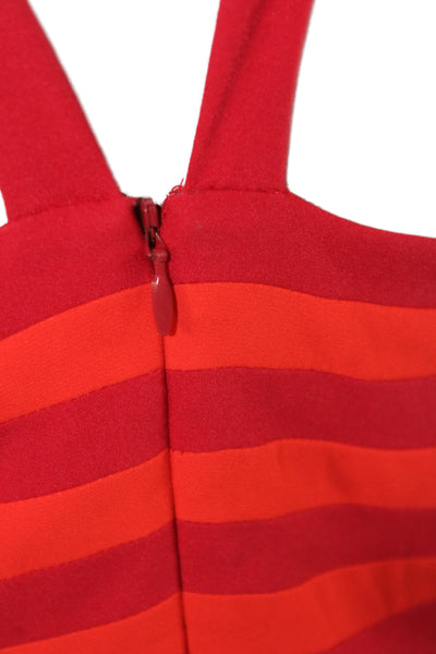 Belle Badgley Mischka Women Red Striped Sweetheart Maxi Dress Sleeveless Size 4