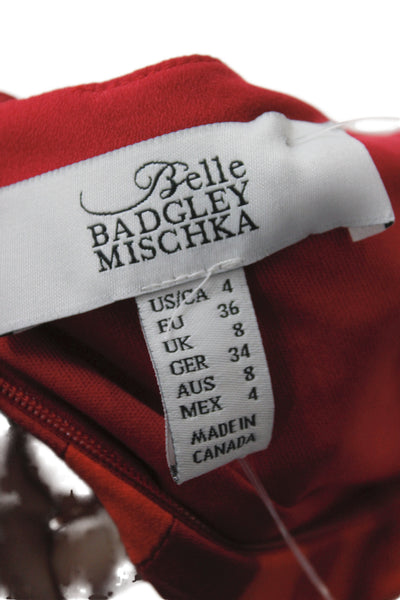 Belle Badgley Mischka Women Red Striped Sweetheart Maxi Dress Sleeveless Size 4
