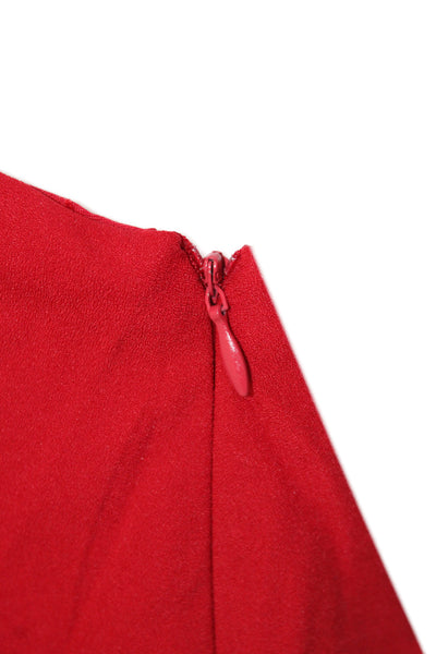 Belle Badgley Mischka Women Red One Shoulder Maxi Dress Sleeveless Size 8