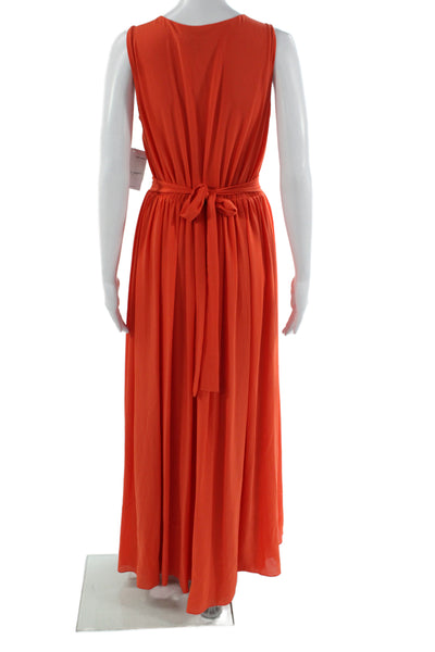 Belle Badgley Mischka Womens Maxi Dress Orange V-Neck Sleeveless Midi Size 4