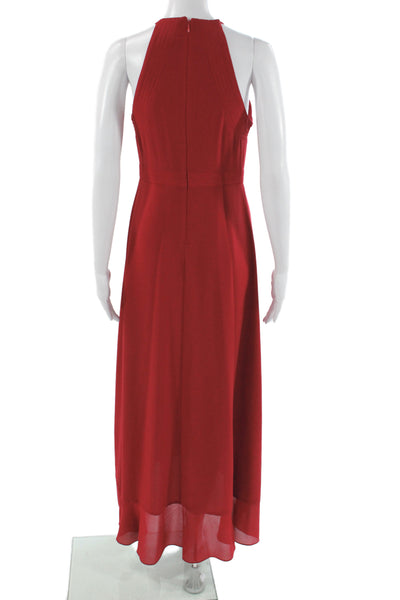 Belle Badgley Mischka Women Maxi Halter Cocktail Red Dress Size 4