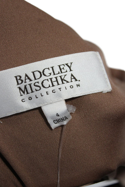 Badgley Mischka Women Maxi Dress Brown Cowl Neck Sleeveless Polyester Size 4