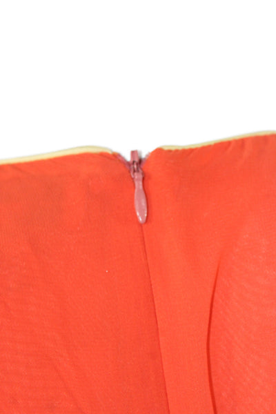 Belle Badgley Mischka Womens Orange Sleeveless Jumpsuit Zip Polyester Size 4