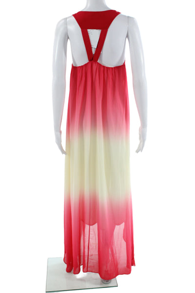 Belle Badgley Mischka Women Maxi Ombre Dress Pink Sleeveless Scoop Neck Size 4