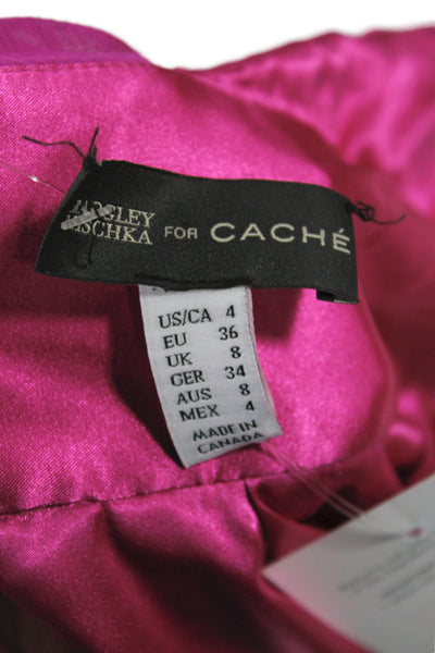 Bradley Mischka Women Maxi Chiffon Halter Dress Pink Zip Size 4
