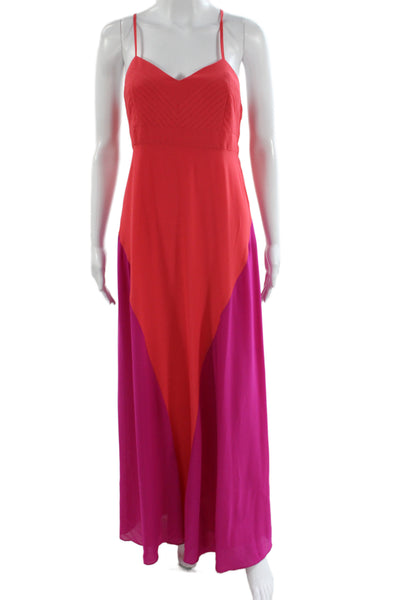 Belle Badgley Mischka Womens Maxi Dress Pink Sweetheart Sleeveless Zip Size 4