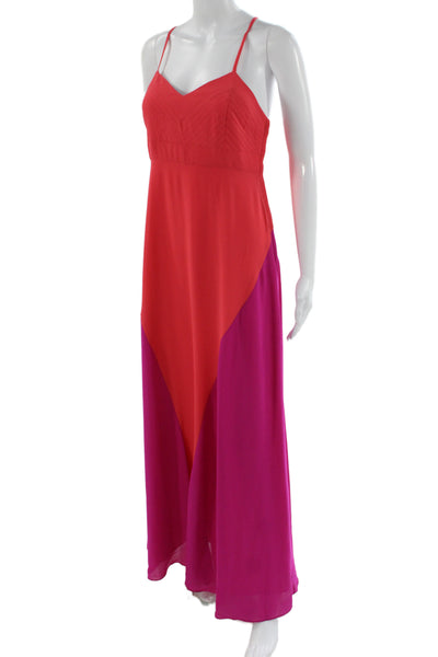 Belle Badgley Mischka Womens Maxi Dress Pink Sweetheart Sleeveless Zip Size 4