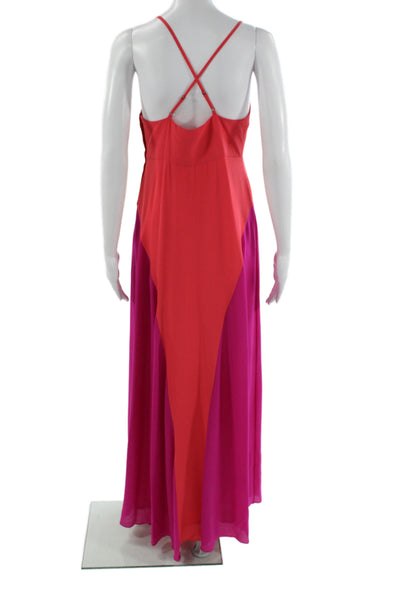 Belle Badgley Mischka Womens Maxi Dress Pink Sweetheart Sleeveless Zip Size 4