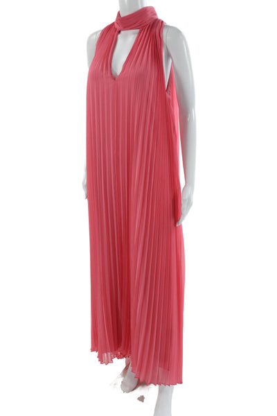 Badgley Mischka Women Maxi Halter Sleeveless Pink Zip Solid Dress Size 10