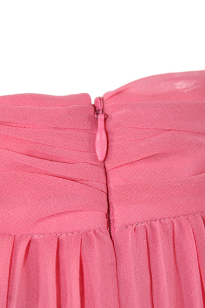 Badgley Mischka Women Maxi Halter Sleeveless Pink Zip Solid Dress Size 10