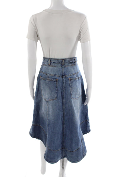 Ulla Johnson Womens Blue A-Line Midi Skirt Button Closure Size 4