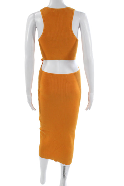 Intermix Womens Bodycon Dress Orange Sleeveless Scoop Neck Long Size M