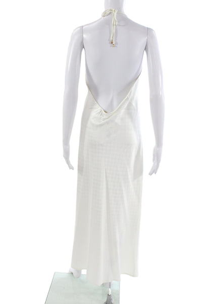 House of Harlow 1960 Womens Maxi Halter Geometric White Beach Dress Size M