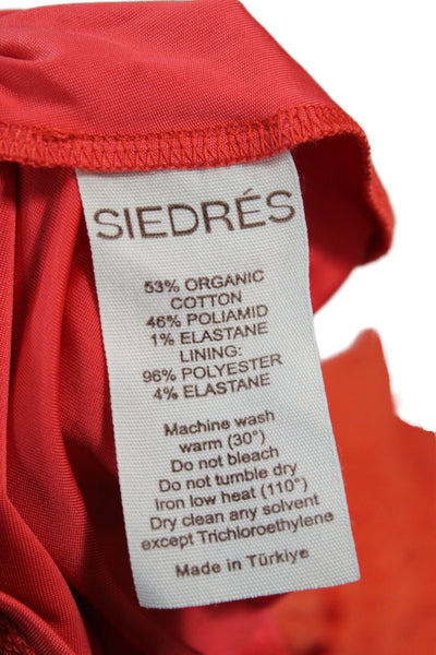 siedres Womens Bodycon Long Sleeve Orange Solid Dress Organic Cotton Size 36